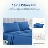 imageCalifornia Design Den Standard Queen Size Pillowcase Set  400 Thread Count 100 Cotton Sateen Set of 2 Pillow Covers Breathable Cooling Soft for Quality Sleep  Bright White10  Cobalt Blue