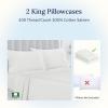 imageCalifornia Design Den Standard Queen Size Pillowcase Set  400 Thread Count 100 Cotton Sateen Set of 2 Pillow Covers Breathable Cooling Soft for Quality Sleep  Bright White04  Ivory Pale Tone