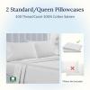 imageCalifornia Design Den Standard Queen Size Pillowcase Set  400 Thread Count 100 Cotton Sateen Set of 2 Pillow Covers Breathable Cooling Soft for Quality Sleep  Bright White05  Silver