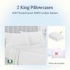 imageCalifornia Design Den Standard Queen Size Pillowcase Set  400 Thread Count 100 Cotton Sateen Set of 2 Pillow Covers Breathable Cooling Soft for Quality Sleep  Bright White03  White Antique