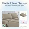imageCalifornia Design Den Standard Queen Size Pillowcase Set  400 Thread Count 100 Cotton Sateen Set of 2 Pillow Covers Breathable Cooling Soft for Quality Sleep  Bright White27  Taupe