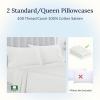 imageCalifornia Design Den Standard Queen Size Pillowcase Set  400 Thread Count 100 Cotton Sateen Set of 2 Pillow Covers Breathable Cooling Soft for Quality Sleep  Bright White04  Ivory Pale Tone