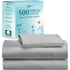 imageCalifornia Design Den Full Size Sheet Set  100 Cotton 500 Thread Count Sateen Cooling Deep Pocket Bed Sheets with Fitted Elastic Sheet Extra Soft Luxury Hotel Quality  White05  Light Grey