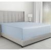 imageCalifornia Design Den Luxurious King Size Fitted Sheet Only  100 Cotton 600 Thread Count Soft Deep Pocket Bottom Fitted Sheet Sateen Weave Hotel Quality Featuring Foot Side Indicator  White10  Light Blue Striped