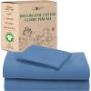imageCalifornia Design Den Queen Sheet Set  Soft 100 Organic Cotton Sheets with Deep Pockets Crisp Percale Breathable and Durable Bedding Set  White07  Riviera Blue