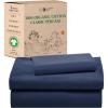 imageCalifornia Design Den Queen Sheet Set  Soft 100 Organic Cotton Sheets with Deep Pockets Crisp Percale Breathable and Durable Bedding Set  White08  Navy