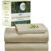 imageCalifornia Design Den Rayon from Bamboo Sheets Queen Size Bed Set  Luxury Cooling Sheets with Deep Pockets for a Snug Fit Durable SilkLike Bedding Set  WhiteBeige