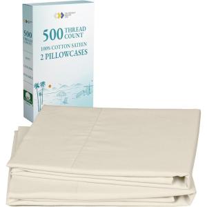 imageCALIFORNIA DESIGN DEN Soft ampamp Silky 500 Thread Count 100 Cotton is Cool ampamp Smooth White Pillowcases Queen Size Fits Standard ampamp Queen Pillows Pure White03  Ivory Creamy Beige Tone