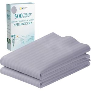 imageCALIFORNIA DESIGN DEN Soft ampamp Silky 500 Thread Count 100 Cotton is Cool ampamp Smooth White Pillowcases Queen Size Fits Standard ampamp Queen Pillows Pure White13  Lavender Striped