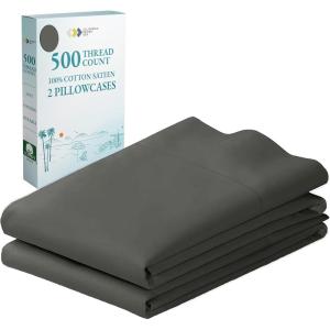imageCALIFORNIA DESIGN DEN Soft ampamp Silky 500 Thread Count 100 Cotton is Cool ampamp Smooth White Pillowcases Queen Size Fits Standard ampamp Queen Pillows Pure White07  Grey