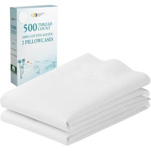 imageCALIFORNIA DESIGN DEN Soft ampamp Silky 500 Thread Count 100 Cotton is Cool ampamp Smooth White Pillowcases Queen Size Fits Standard ampamp Queen Pillows Pure White01  White