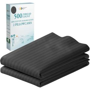 imageCALIFORNIA DESIGN DEN Soft ampamp Silky 500 Thread Count 100 Cotton is Cool ampamp Smooth White Pillowcases Queen Size Fits Standard ampamp Queen Pillows Pure White08  Grey Striped