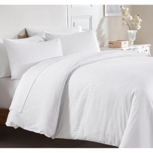 imageCalifornia Design Den 3 Pc White King Duvet Cover Set  Winner Good Housekeeping Best Bedding Awards 2025 400 Thread Count Sateen 100 Cotton Duvet Cover Set Button Closure Corner Ties  White02  Striped White