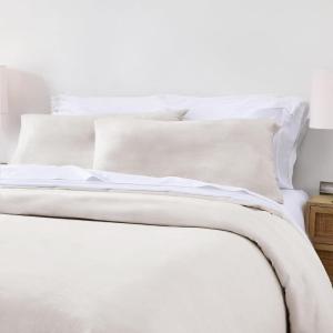 imageCalifornia Design Den 3 Pc White King Duvet Cover Set  Winner Good Housekeeping Best Bedding Awards 2025 400 Thread Count Sateen 100 Cotton Duvet Cover Set Button Closure Corner Ties  WhiteLinen  Natural