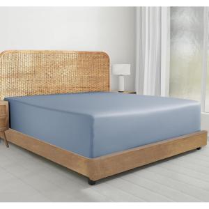 imageCalifornia Design Den California King Fitted Sheet Only 100 Organic Cotton Percale Deep Pocket Lightweight SnugFit All Around Elastic 1 Pc Cal King Fitted Sheet  Ivory Cream Tone06  Blue Hydrangea