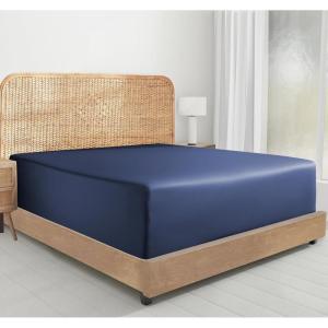 imageCalifornia Design Den California King Fitted Sheet Only 100 Organic Cotton Percale Deep Pocket Lightweight SnugFit All Around Elastic 1 Pc Cal King Fitted Sheet  Ivory Cream Tone08  Navy