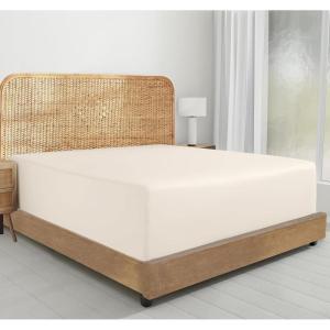 imageCalifornia Design Den California King Fitted Sheet Only 100 Organic Cotton Percale Deep Pocket Lightweight SnugFit All Around Elastic 1 Pc Cal King Fitted Sheet  Ivory Cream Tone02  Ivory Cream Tone