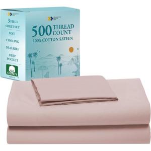 imageCalifornia Design Den Full Size Sheet Set  100 Cotton 500 Thread Count Sateen Cooling Deep Pocket Bed Sheets with Fitted Elastic Sheet Extra Soft Luxury Hotel Quality  White15  Sepia Rose