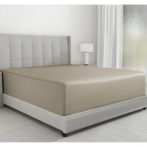 imageCalifornia Design Den Luxurious King Size Fitted Sheet Only  100 Cotton 600 Thread Count Soft Deep Pocket Bottom Fitted Sheet Sateen Weave Hotel Quality Featuring Foot Side Indicator  White21  Cool Taupe