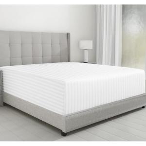 imageCalifornia Design Den Luxurious King Size Fitted Sheet Only  100 Cotton 600 Thread Count Soft Deep Pocket Bottom Fitted Sheet Sateen Weave Hotel Quality Featuring Foot Side Indicator  White02  White Striped