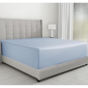 imageCalifornia Design Den Luxurious King Size Fitted Sheet Only  100 Cotton 600 Thread Count Soft Deep Pocket Bottom Fitted Sheet Sateen Weave Hotel Quality Featuring Foot Side Indicator  White09  Blue