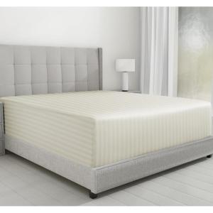 imageCalifornia Design Den Luxurious King Size Fitted Sheet Only  100 Cotton 600 Thread Count Soft Deep Pocket Bottom Fitted Sheet Sateen Weave Hotel Quality Featuring Foot Side Indicator  White04  Ivory Striped