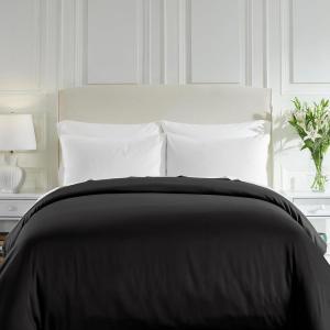 imageCalifornia Design Den Oversized King Duvet Cover Only  Winner Good Housekeeping Best Bedding Awards 2025 Premium 400 Thread Count Sateen 100 Cotton Duvet Cover Button Closure ampamp Corner Ties White08  Black