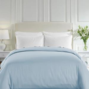 imageCalifornia Design Den Oversized King Duvet Cover Only  Winner Good Housekeeping Best Bedding Awards 2025 Premium 400 Thread Count Sateen 100 Cotton Duvet Cover Button Closure ampamp Corner Ties White09  Sky Blue