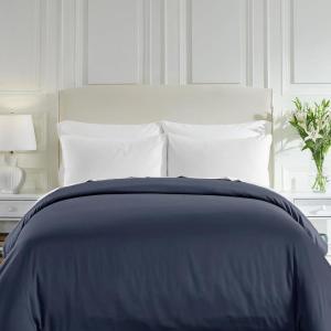 imageCalifornia Design Den Oversized King Duvet Cover Only  Winner Good Housekeeping Best Bedding Awards 2025 Premium 400 Thread Count Sateen 100 Cotton Duvet Cover Button Closure ampamp Corner Ties White12  Indigo Dusty Blue