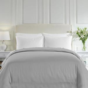 imageCalifornia Design Den Oversized King Duvet Cover Only  Winner Good Housekeeping Best Bedding Awards 2025 Premium 400 Thread Count Sateen 100 Cotton Duvet Cover Button Closure ampamp Corner Ties White06  Grey Light