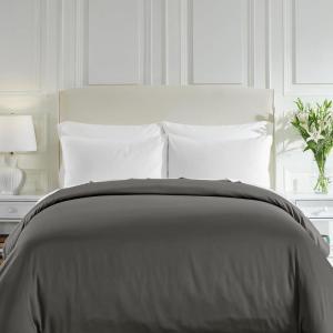 imageCalifornia Design Den Oversized King Duvet Cover Only  Winner Good Housekeeping Best Bedding Awards 2025 Premium 400 Thread Count Sateen 100 Cotton Duvet Cover Button Closure ampamp Corner Ties White07  Grey
