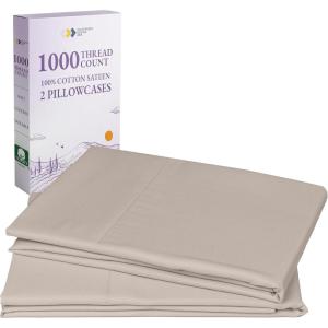 imageCalifornia Design Den Pillow Cases Standard Size Set of 2  Luxury 1000 Thread Count Sateen Soft and Thick 100 Cotton Pillowcases QueenStandard Breathable and Durable Hotel Quality  WhiteBeige Sand Tone