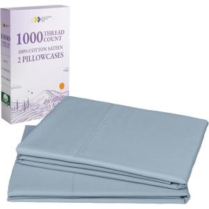 imageCalifornia Design Den Pillow Cases Standard Size Set of 2  Luxury 1000 Thread Count Sateen Soft and Thick 100 Cotton Pillowcases QueenStandard Breathable and Durable Hotel Quality  WhiteBlue