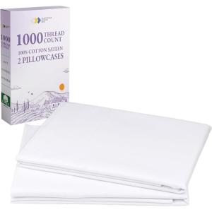 imageCalifornia Design Den Pillow Cases Standard Size Set of 2  Luxury 1000 Thread Count Sateen Soft and Thick 100 Cotton Pillowcases QueenStandard Breathable and Durable Hotel Quality  WhiteBright White