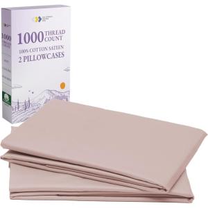 imageCalifornia Design Den Pillow Cases Standard Size Set of 2  Luxury 1000 Thread Count Sateen Soft and Thick 100 Cotton Pillowcases QueenStandard Breathable and Durable Hotel Quality  WhiteSepia Rose