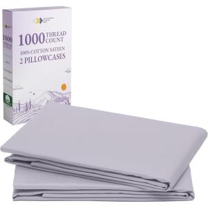 imageCalifornia Design Den Pillow Cases Standard Size Set of 2  Luxury 1000 Thread Count Sateen Soft and Thick 100 Cotton Pillowcases QueenStandard Breathable and Durable Hotel Quality  WhiteLavender Grey