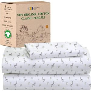 imageCalifornia Design Den Queen Sheet Set  Soft 100 Organic Cotton Sheets with Deep Pockets Crisp Percale Breathable and Durable Bedding Set  White17  Llama Print