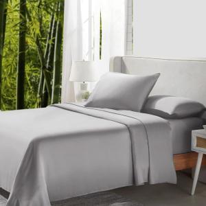 imageCalifornia Design Den Rayon from Bamboo Sheets Queen Size Bed Set  Luxury Cooling Sheets with Deep Pockets for a Snug Fit Durable SilkLike Bedding Set  WhiteSilver Gray