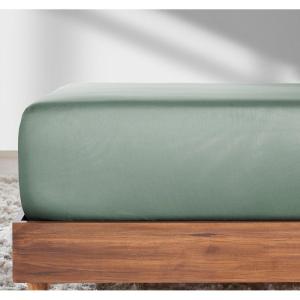 imageCalifornia Design Den Soft 100 Cotton Full Fitted Sheet Only Deep Pocket Durable Sateen AllAround Elastic HeadFoot Side Indicators Full Size Fitted Sheet Cotton Blue Hydrangea13  Sage Green  Dark