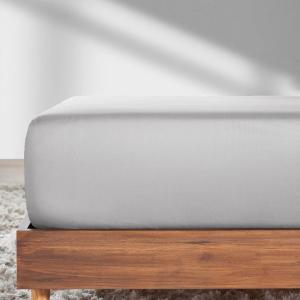 imageCalifornia Design Den Soft 100 Cotton Full Fitted Sheet Only Deep Pocket Durable Sateen AllAround Elastic HeadFoot Side Indicators Full Size Fitted Sheet Cotton Blue Hydrangea03  Light Grey