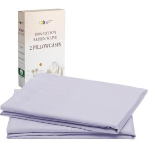 imageCalifornia Design Den Standard Queen Size Pillowcases  100 Cotton Set of 2 Soft ampamp Cooling Sateen Weave Cases Fits Queen and Standard Size Pillows  Bright White08  Lavender