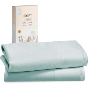 imageCalifornia Design Den Standard Queen Size Pillowcases  100 Cotton Set of 2 Soft ampamp Cooling Sateen Weave Cases Fits Queen and Standard Size Pillows  Bright White10  Seafoam