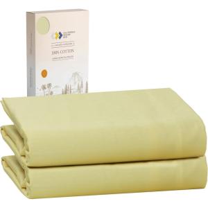 imageCalifornia Design Den Standard Queen Size Pillowcases  100 Cotton Set of 2 Soft ampamp Cooling Sateen Weave Cases Fits Queen and Standard Size Pillows  Bright White20  Buttery Yellow