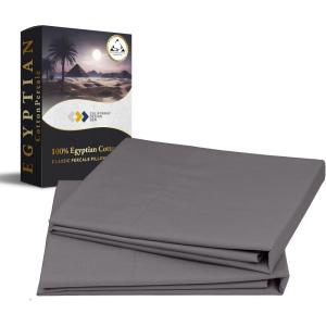 imageCalifornia Design Den StandardQueen Pillow Cases Set of 2  Luxury 100 Egyptian Cotton Crisp Percale Soft ampamp Breathable StandardQueen Size Pillow Cases  WhiteGrey