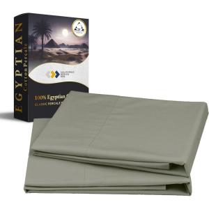 imageCalifornia Design Den StandardQueen Pillow Cases Set of 2  Luxury 100 Egyptian Cotton Crisp Percale Soft ampamp Breathable StandardQueen Size Pillow Cases  WhiteSage Mist  Gray Tone