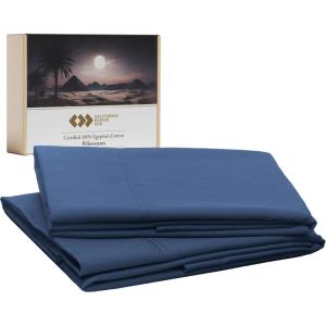 imageLuxury 100 Egyptian Cotton Pillow Cases Queen Size Set of 2 Sateen Weave Soft Breathable ampamp Cooling Bright White Pillow Cases Set of 2 for StandardQueen Size PillowsNavy Blue