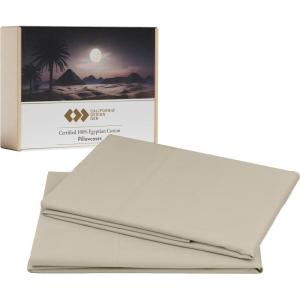 imageLuxury 100 Egyptian Cotton Pillow Cases Queen Size Set of 2 Sateen Weave Soft Breathable ampamp Cooling Bright White Pillow Cases Set of 2 for StandardQueen Size PillowsBeige
