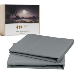 imageLuxury 100 Egyptian Cotton Pillow Cases Queen Size Set of 2 Sateen Weave Soft Breathable ampamp Cooling Bright White Pillow Cases Set of 2 for StandardQueen Size PillowsGrey