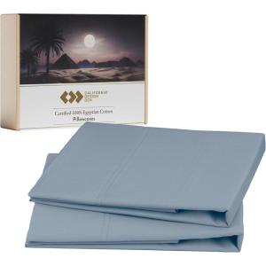 imageLuxury 100 Egyptian Cotton Pillow Cases Queen Size Set of 2 Sateen Weave Soft Breathable ampamp Cooling Bright White Pillow Cases Set of 2 for StandardQueen Size PillowsBlue Hydrangea