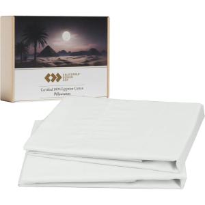 imageLuxury 100 Egyptian Cotton Pillow Cases Queen Size Set of 2 Sateen Weave Soft Breathable ampamp Cooling Bright White Pillow Cases Set of 2 for StandardQueen Size PillowsIvory Cream Tone